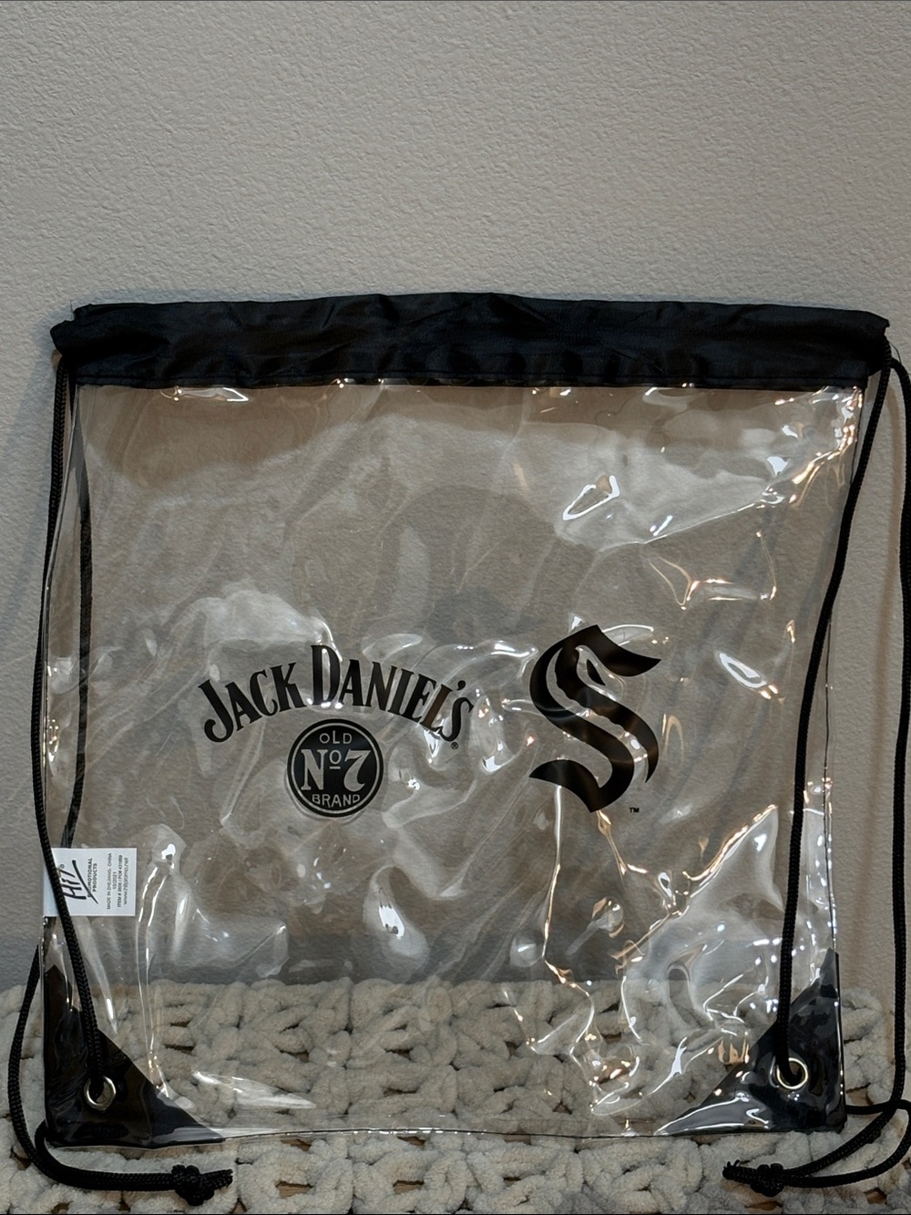 Jack Daniel's Kraken Clear Drawstring Bag with Black Trim